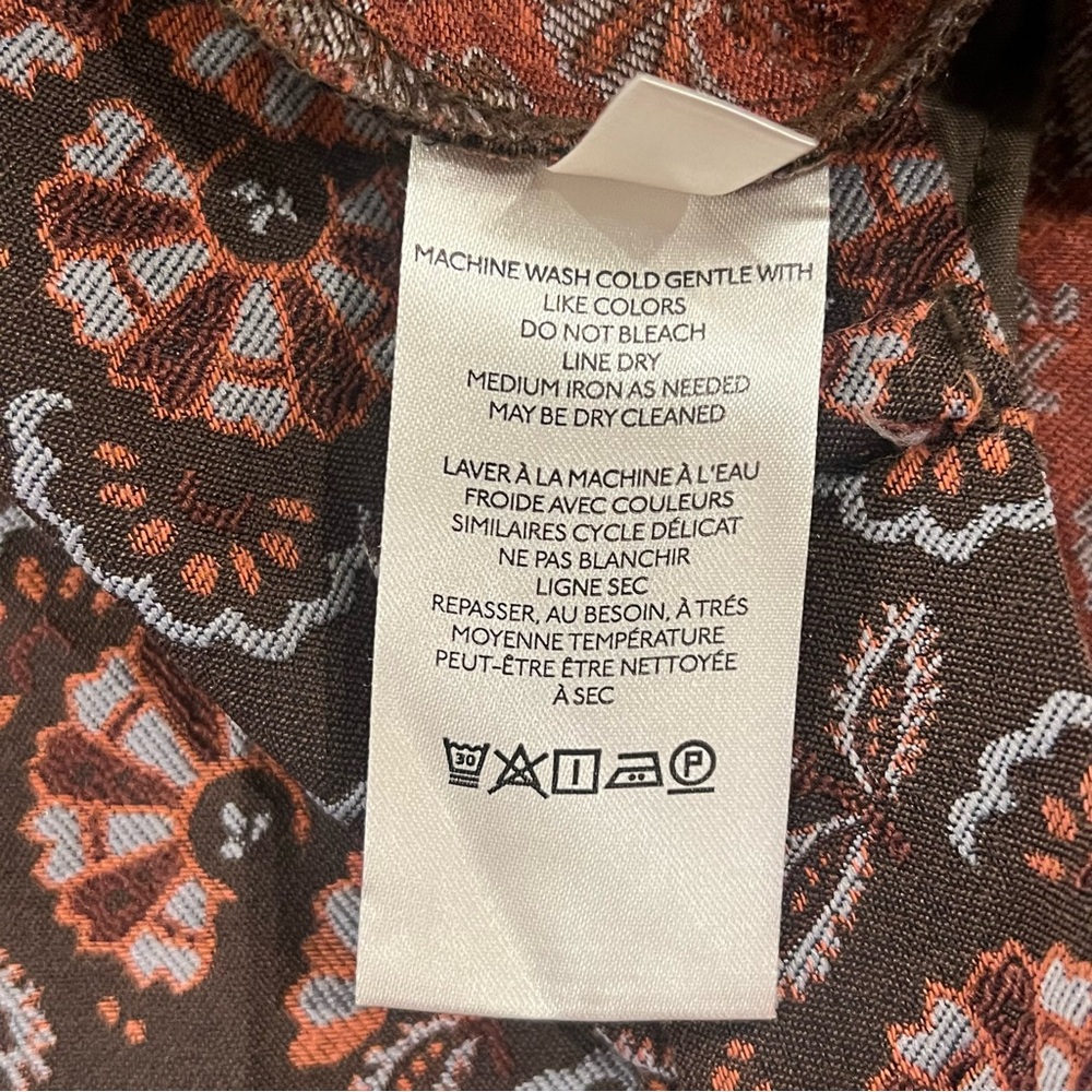 Anthropologie The Essential Slim Floral Jacquard Ankle Length Pant 10 Brown - Picture 12 of 16